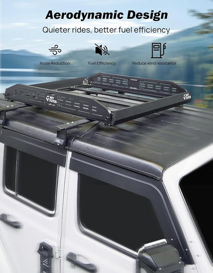 JOYTUTUS Anti-Rust Aluminum Roof Basket 48" X 42" X 6",Collapsible Design,Lightweight Roof Rack Carrier Basket Universal Rooftop,220LBS Load Capacity,for SUV, Truck, Car