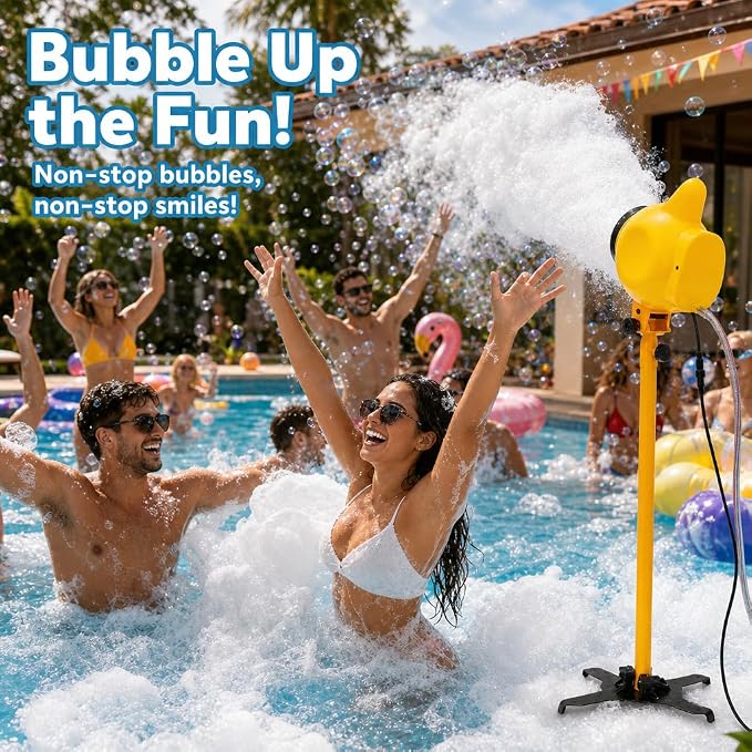 PILIN Yellow Foam Machine for Party 800W Electric Foam Cannon with Water Tank & 2 Foam Powder Packs, Adjustable Foam Machine for Indoor Outdoor Events, Festivals, Birthday Parties, Weddings