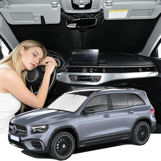 Windshield Sunshade for Mercedes Benz GLB 2020-2025 2026 Sun Shade Car Windshield Upgrade 4 Layers Custom Fit Benz GLB Car Window Shade Front Sun Visor Blocks UV Rays Keep Cool Car Accessories