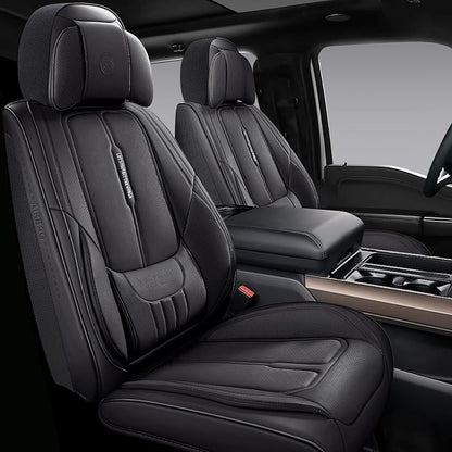 NS YOLO Universal Fit Full Coverage Leather Car Seat Covers for Cars,SUVs and Pick-up Trucks, Car Seat Protector,Automotive Seat Covers Full Set,Car Seat Cushion,Black Seat Cover for 5 Seats