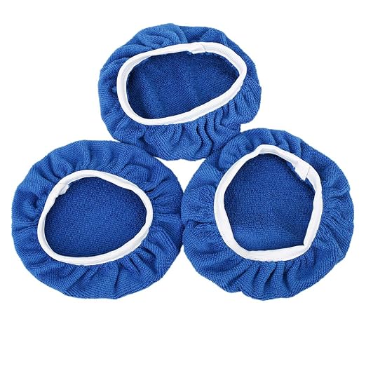 X AUTOHAUX 8pcs 9-10" Navy Blue Microfiber Car Polishing Waxing Bonnet Buffing Pad Cover