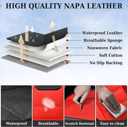 Coverado Car Seat Covers Full Set, Seat Covers for Cars, Front Seat Covers and Back Seat Cover Waterproof Leather Automotive Seat Cover, Universal Car Interior Protectors Cushion for Most Cars