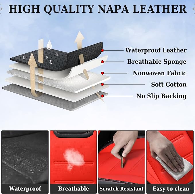 Coverado Car Seat Covers, Front Covers for Cars, Car Seat Cover Front Seats, Car Seat Protector Waterproof, Leather Car Seat Cushion, Universal Interior Covers Seat Protectors for Most Cars