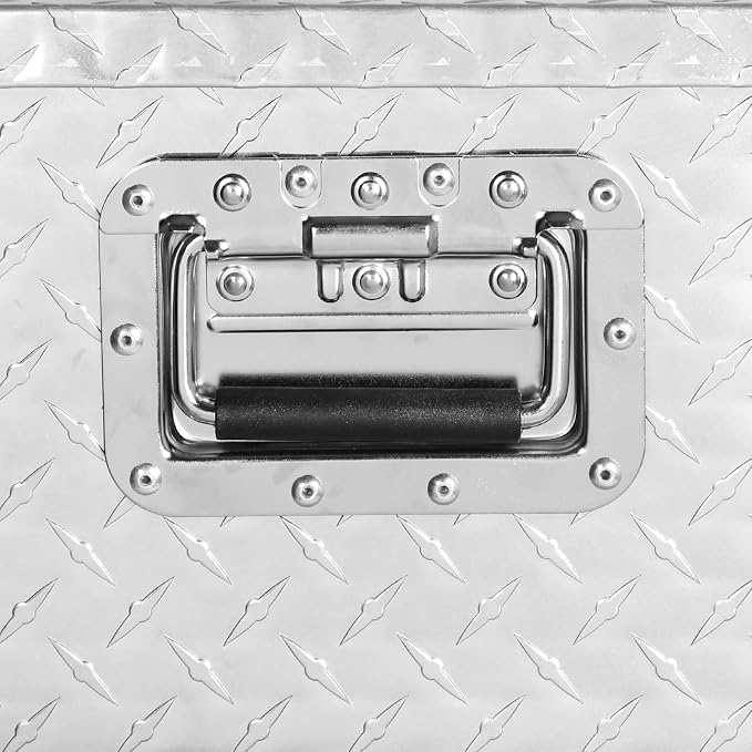 FORWODE 39 Inch Aluminum Truck Tool Box Lockable Truck Bed Tool Box Waterproof Truck Bed Storage Box with Gas Struts & Side Handle Truck Tool Chest for Pickup, Truck Bed, RV, Trailer&Garage (Silver)