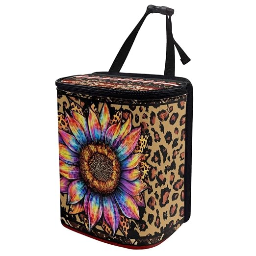 BIGCARJOB Leopard Sunflower Print Car Trash Can Bin for Car Back Seat Leak Proof, Car Trash Bag Hanging,Vehicle Trash Can for SUV Truck Van,Automotive Car Garbage Cans for Front Seat