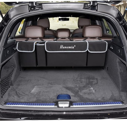 Car Trunk Organizer and Storage, Backseat Hanging Organizer for SUV, Truck, MPV, Waterproof, Collapsible Cargo Storage Bag with 4 Pockets, Car Interior Accessories (Black)