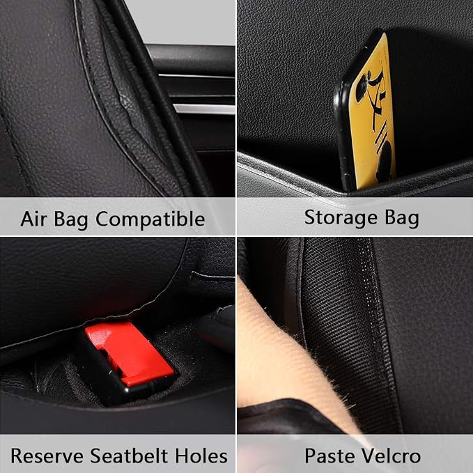otoez Leather Car Seat Covers 5 Seats Full Set Fit Sedan SUV Truck Vans Leatherette Automotive Seat Cushion Protector Universal Fit for Most Honda Chevy Ford Hyundai Nissan Jeep VW, Black