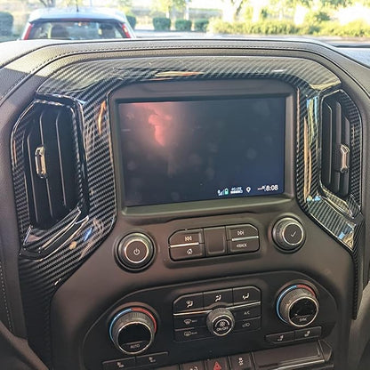 Carbon Fiber Center Console Dashboard Kit Trim for 2019-2026 Chevy Silverado/GMC Sierra 1500 2500 3500 (8-piece Set)