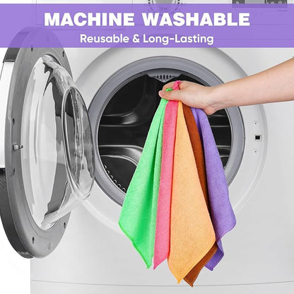 TEAWOO 10 Colors Microfiber Cleaning Cloths, 50 Pack Assorted Cleaning Rags, Highly Absorbent Microfiber Towels for Car, Kitchen, Bathroom and Household Cleaning, 11.8"X11.8"