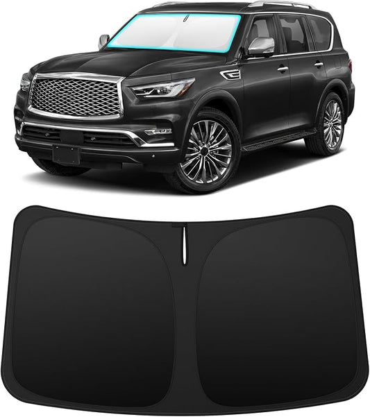 INSAUTO Custom Fit Windshield Sun Shade Accessories for Infiniti QX80 2014-2024, Foldable Front Window Sunshade, UV & Heat Reflector, Keeps Interior Cool, Includes Storage Bag