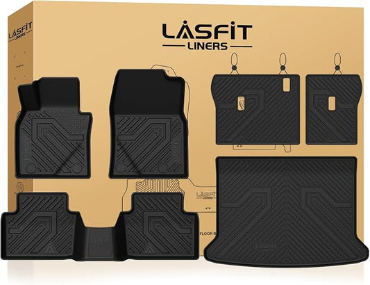 LASFIT Floor Mats & Trunk Mat for Mazda CX30 2020-2026 All Weather TPE Custom Fit 2026 2025 2024 2023 2022 2021 2020 Floor Liners Car Mats Accessories, 1st & 2nd Row & Cargo Mats, Black