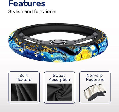 GENANY Horror Movie Character Steering Wheel Cover, Non Slip Polyester Wheel Protector for Car SUV Truck, Universal 15 Inch