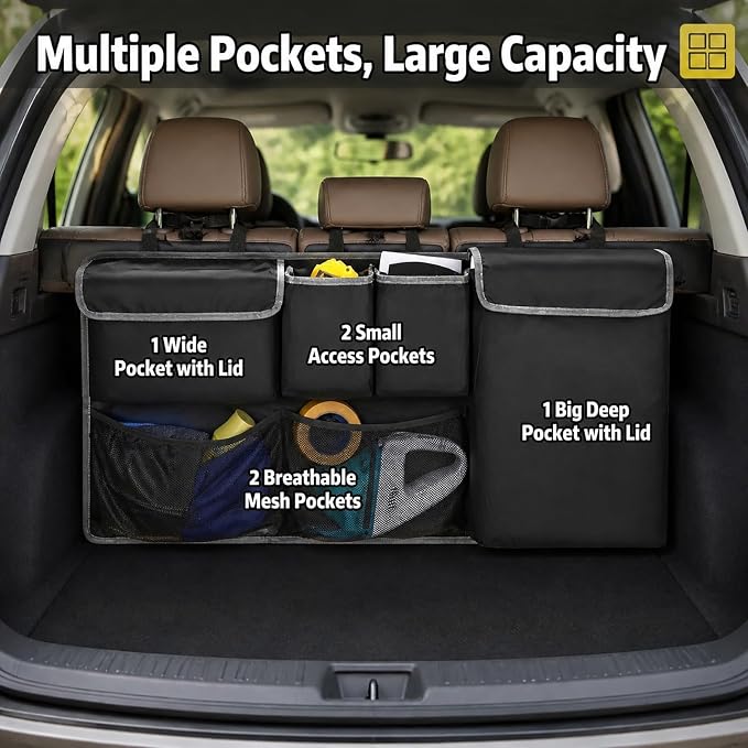 Car Trunk Organizer Storage Backseat Hanging Organizer Bag for Nissan Rogue/Rogue Sport S SV SL Platinum Rock Creek Midnight Edition SUV Accessories 2021-2025