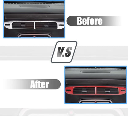 X AUTOHAUX Red Center Console Dashboard Air Conditioner AC Outlet Vent Cover Trim Interior Accessories for Chevrolet Camaro 2010-2015