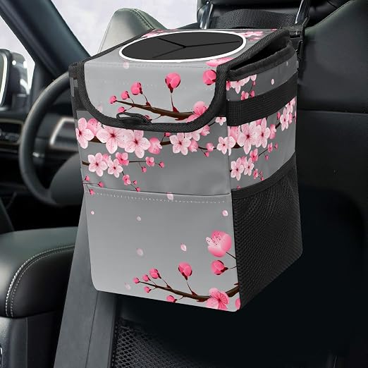 Car Trash Can – Multi-Purpose, Lightweight and Portable with Durable Water-Resistant Coating, No Installation Required, Practical and Ample Capacity, Variety of Colors.Cherry Blossom