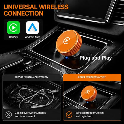 Wireless CarPlay Adapter & Android Auto Wireless Adapter, 2026 2-in-1 CarPlay Wireless Adapter for iPhone,Converts Factory Wired CarPlay/Android Auto to Wireless, USB/USB-C Dongle for Cars