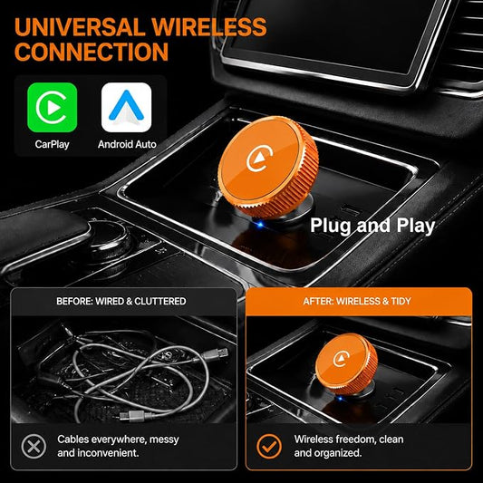 Wireless CarPlay Adapter & Android Auto Wireless Adapter, 2026 2-in-1 CarPlay Wireless Adapter for iPhone,Converts Factory Wired CarPlay/Android Auto to Wireless, USB/USB-C Dongle for Cars