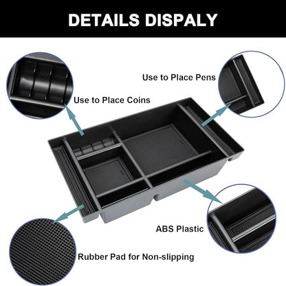 PIMCAR Center Console Organizer for 2019-2022 Chevy Silverado 1500/GMC Sierra 1500 & 2020-2023 Silverado/Sierra 2500HD/3500HD | Full Console Bucket Seats Only | Black Interior Trim Accessory
