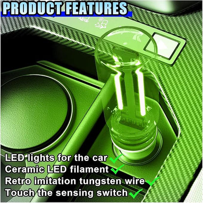 USB LED Car Interior Atmosphere Light, Portable Mini Ambient Light Retro Car Lamps, Plug-in USB Touch Control LED Night Light Auto Interface Charging Lamp for Cars Hallway Bedroom (Green)