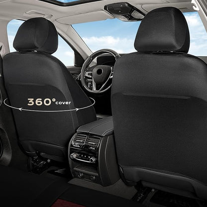 Coverado Front Seat Covers, 2 Packs Leather Seat Covers for Cars, Driver Seat Protectors with Splicing Design，Waterproof Car Seat Cushions Universal Seat Covers Fit for Most Cars, Black & Red