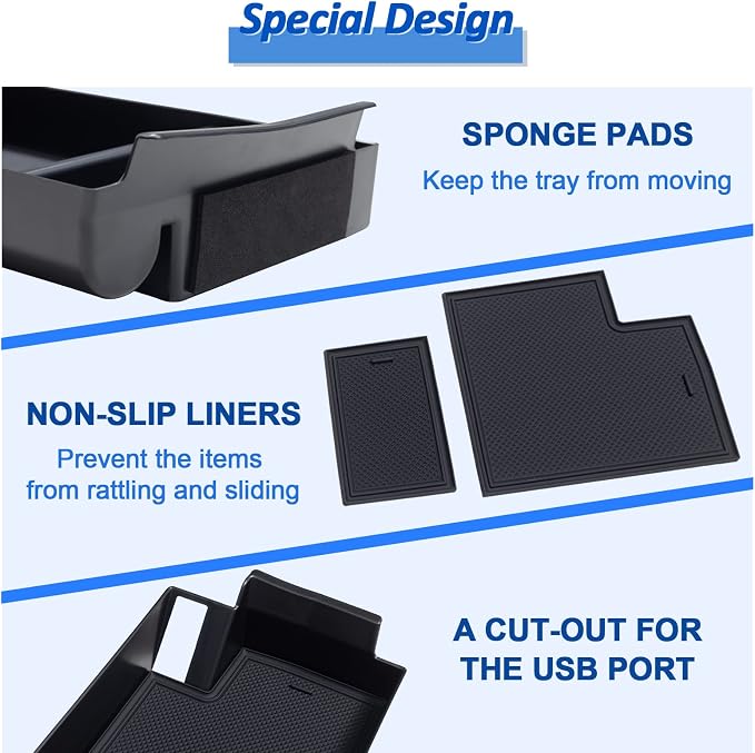TOPINSTALL Console Organizer Compatible with 2021-2026 Toyota Sienna, Armrest Box Secondary Storage Center Console Tray Coin Container ABS Plastic