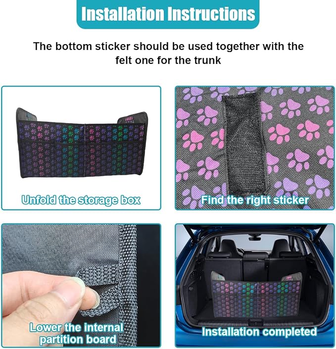 Car Trunk Organizer, Collapsible Multi-Compartment Auto Storage Box with 4 Pockets, Waterproof Oxford Fabric Car Trunk Container Accessories for Sedan SUV Truck (Colorful)