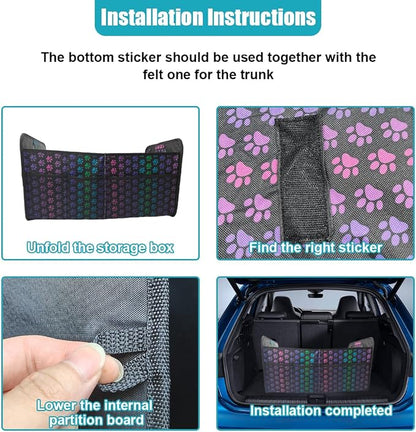 Car Trunk Organizer, Collapsible Multi-Compartment Auto Storage Box with 4 Pockets, Waterproof Oxford Fabric Car Trunk Container Accessories for Sedan SUV Truck (Colorful)