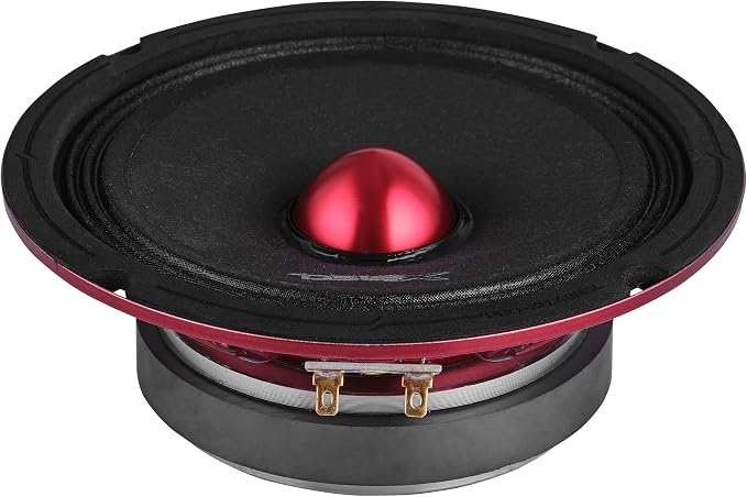 DS18 PRO-X6.4BMSL Slim Loudspeaker - 6.5", Midrange, Red Aluminum Bullet, 400W Max, 200W RMS, 4 Ohms - Premium Quality Audio Door Speakers for Car or Truck Stereo Sound System (1 Speaker)