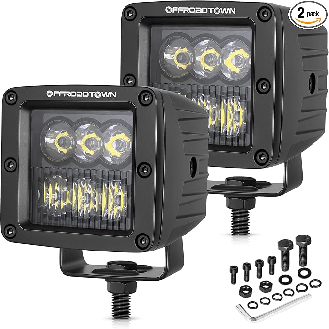 LED Cubes, OFFROADTOWN 3inch 120W CREE LED Pods Driving Lights Cubes Ditch Light Off Road Lights Reverse Light for Truck Pickup UTV ATV SUV Boat 4x4 Car - Combo