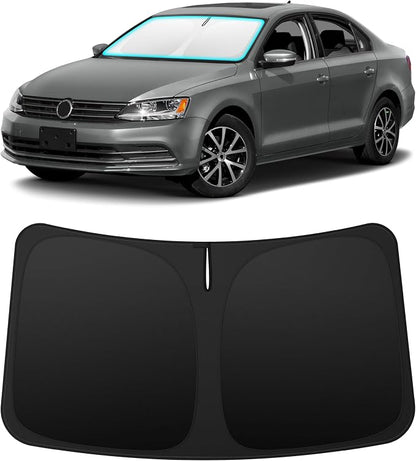 INSAUTO Custom Fit Windshield Sun Shade Accessories for Volkswagen/VW Jetta 2011-2018, Foldable Front Window Sunshade, UV & Heat Reflector, Keeps Interior Cool, Includes Storage Bag