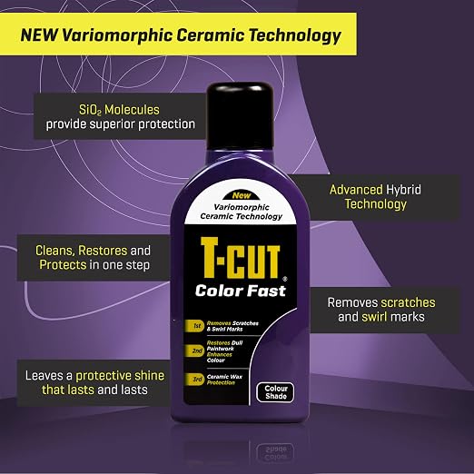 T-Cut Color Fast 3-in-1 Paint Restorer, Purple - Scratch Remover, Ceramic Car Wax & Color Enhancer - Removes Swirls & Oxidation, 17 oz