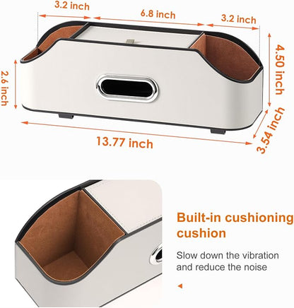 Car Rear Backseat Extra Multifunctional Drink Cup Holder Organizers With Tissue Storage Box Organizer & Hooks For Car Seat Back. White