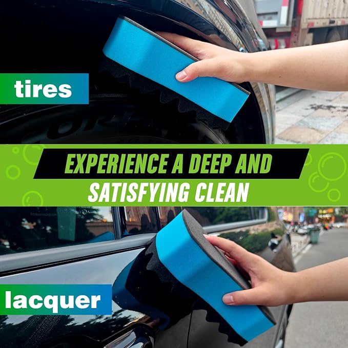 Three Texture Car Wash Sponge - Multi Purpose Bug Remover Scrubbing Side Soft Sea Sponge - Ultra Scrub Car Cleaning Sponges Wash Bucket Accessory - 3Pack