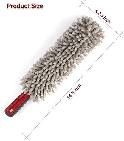Amiss Mini Car Duster for Dashboard, Microfiber Car Detail Dash Duster for Car and Home Cleaning, Interior Exterior Car Detailing Brush Accessories, Truck, SUV, RV and Motorcycle - Grey