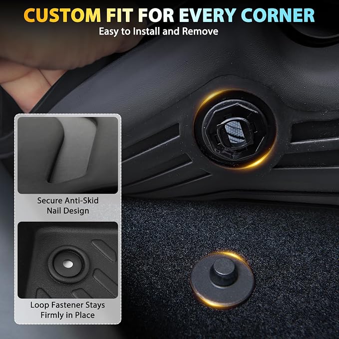 Floor Mats for Ford Fusion & Lincoln MKZ 2013-2016 Custom Fit Automotive Non-Slip Waterproof Floor Liner All Weather TPE Car Accessories Mats Set, Front & 2nd Row & Cargo Liner