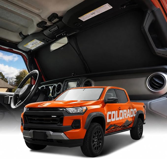 [2026 Upgraded] Weektic Windshield Sun Shade for Chevy Colorado 2023 2024 2025 2026, 5-Layer Ice Crystal Reflective & Heat Insulating Sunshade for Car Windshield | Silver Foldable Sun Blocker