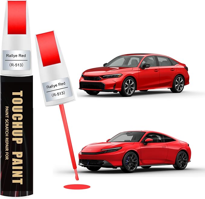 Rallye Red(R-513) Car Paint Touch Up Pen Compatible with Honda, 2-In-1 Color Accurate Touch Up Car Scratch Repair Paint Match Honda Series Premium Automotive Scratch Remover for Nicks & Chips Repair