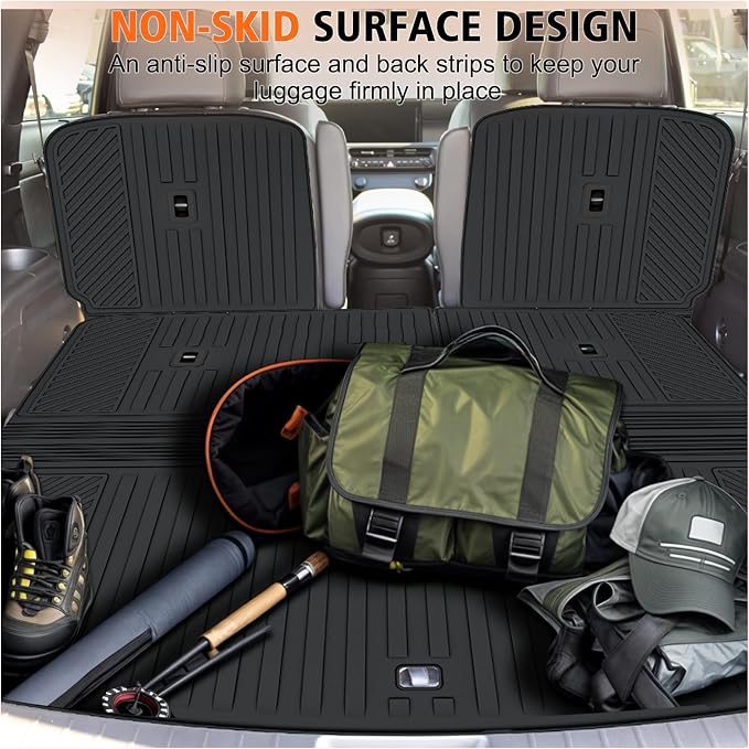 All Weather Car Floor Mats Cargo Liner with Backrest Mat for 2026 Palisade 7 Seater (Only Fit Fuel), TPE Rubber Liners Full Set Automotive Mats for 2026 Palisade Accessories