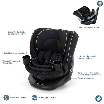 Maxi-Cosi Andi 360 Rotating All-in-One Baby Convertible Car Seat, Rear-Facing, Forward Facing Car Seat, Infant Toddler Booster, Easy Rotation, Tension System, Harness Adjust, Caspian Caviar