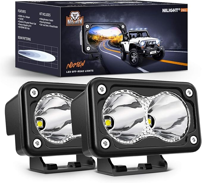 Nilight 2PCS 3Inch Motorcycle Led Pods 1300LM Built-in EMC Driving Light Super Spotlight Offroad Fog Auxiliary Lamp for Motorbike SUV ATV Truck Boat Tractor Forklift