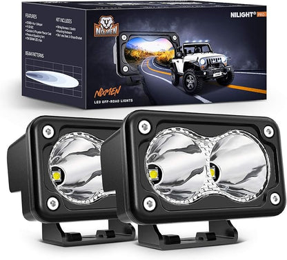 Nilight 2PCS 3Inch Motorcycle Led Pods 1300LM Built-in EMC Driving Light Super Spotlight Offroad Fog Auxiliary Lamp for Motorbike SUV ATV Truck Boat Tractor Forklift