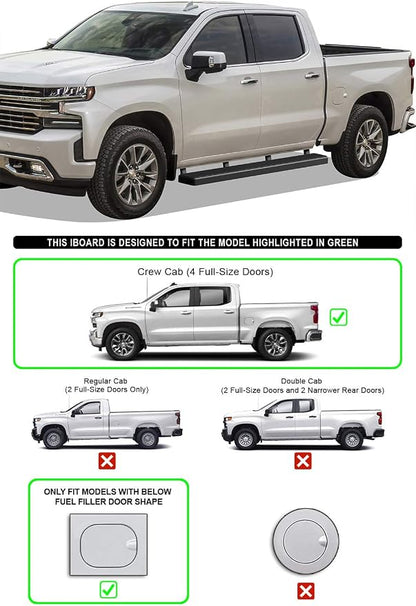 APS 5in Stainless Steel Running Boards Compatible with Chevy Silverado GMC Sierra 1500 2019-2026 Crew Cab & 2500 HD 3500 HD 2020-2026 (Silverado 1500 LTD Sierra 1500 LD 2022)