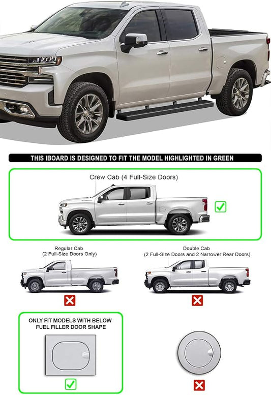APS 5in Stainless Steel Running Boards Compatible with Chevy Silverado GMC Sierra 1500 2019-2026 Crew Cab & 2500 HD 3500 HD 2020-2026 (Silverado 1500 LTD Sierra 1500 LD 2022)
