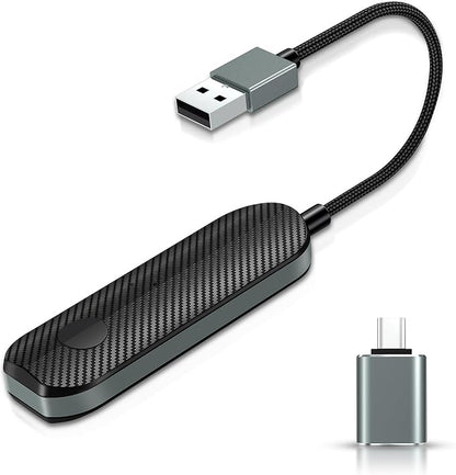 2026 Wireless CarPlay & Android Auto Adapter - Flexible Cable Prevents Port Damage, Dual-Band 2.4GHz+5GHz Fast & Stable Connection, USB A+C Adapter Included for 800+ Vehicles 2015-2026, Carbon Fiber