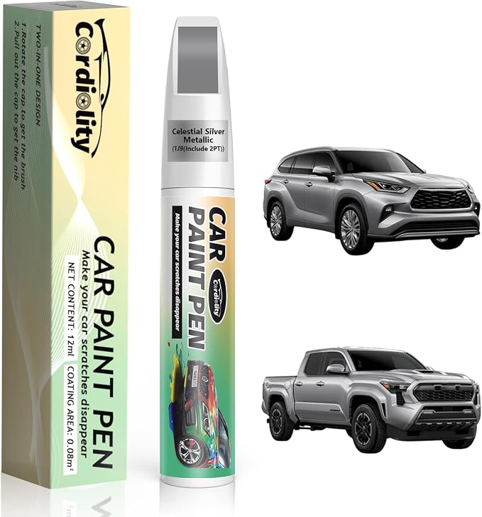 Celestial Silver Metallic(1J9(Include 2PT)) Touch Up Paint Pen for Toyota,Car Paint Scratch Repair Pen Quick and Easy Fix Auto Paint Scratch