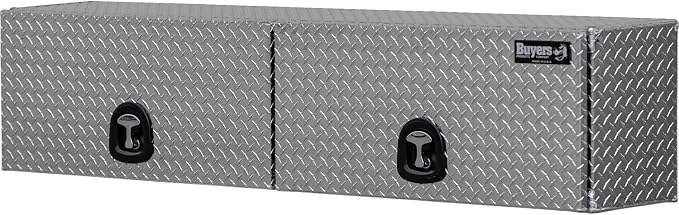Buyers Products 1701351 Topsider Truck Tool Box, 16x13x72 Inch Diamond Tread Aluminum, Dual Flip-Up Doors, Locking Compression Latches, Weather Resistant, No-Drill Mount, Made in USA