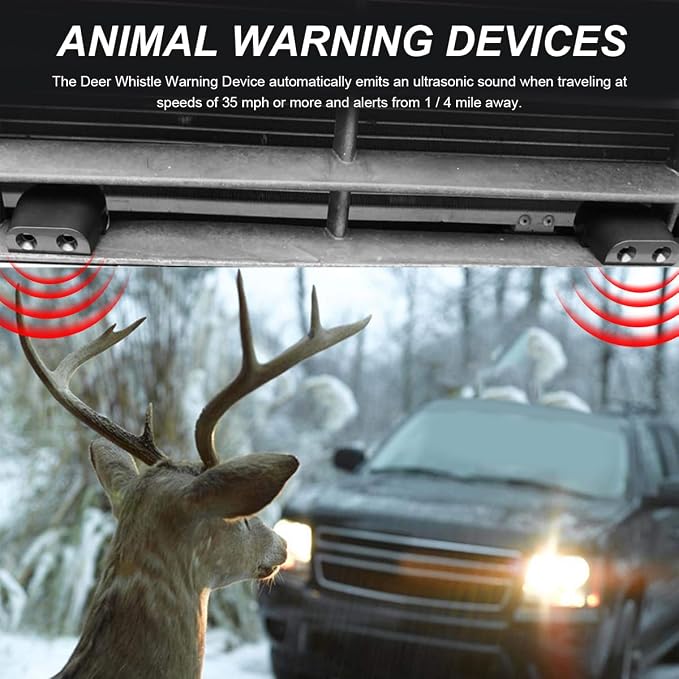4 PCS Deer Whistles for Car, Auto Deer Warning Whistle Devices with Adhesive Tapes, Animal Alert Horn Save Deer Whistle Avoids Collision for Cars Trucks Motorcycles (Black)