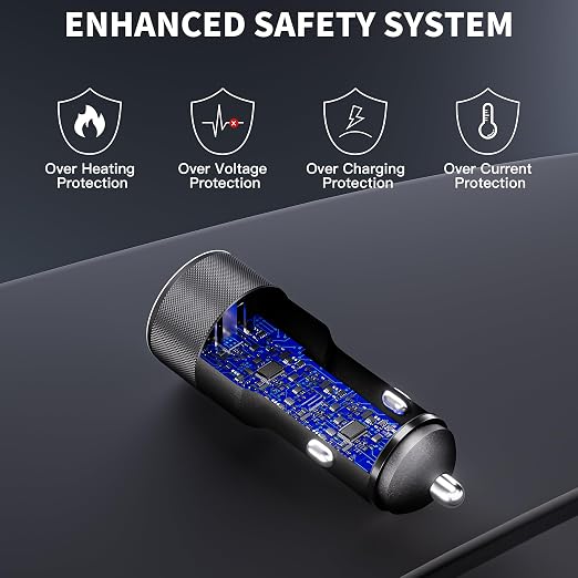 USB C Car Charger, 2Pack 60W Dual USB C Adapter Fast Charging Power Delivery Adapter Fast Type C Car Charger Plug Compatible with iPhone 17/17 Pro/17 Pro Max/16 Plus/15 Pro/Galaxy S26/S25/Pixel(Black)