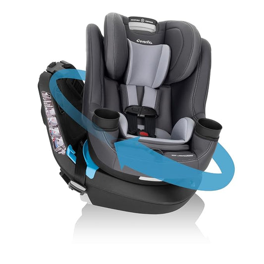 Evenflo REO by Revolve360 Rotating Convertible Car Seat with Quick Clean Cover, Infant to Toddler, Forward and Rear Facing, Compact Design, One-time Install (Danvers)