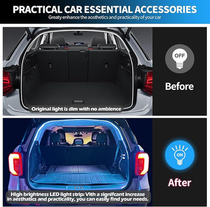 HOLDCY Car LED Strip Lights - Trunk Cargo Ambient Lighting, Ice Blue 7000K, 118.11 inches Flexible Cuttable LED Light Strip, Easy Install, Waterproof, Universal Fit for Car Trunks, SUVs, and Vans